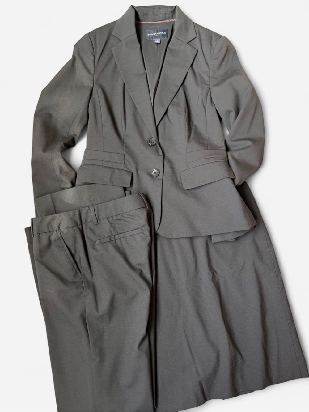 Banana Republic Womens Pantsuit with Skirt, Black, 3 Pieces